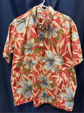 reyn spooner Coral Red Hawaiian Floral Button-Down Shirt